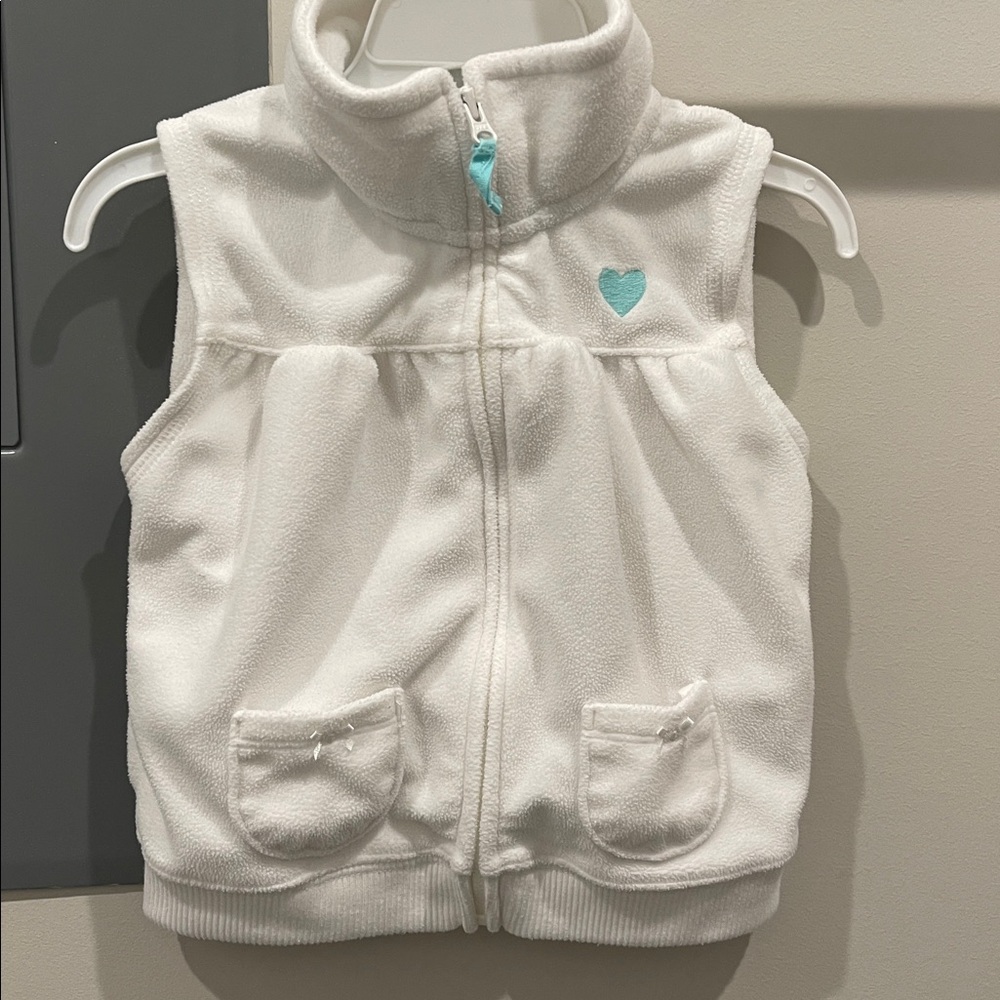 Carter's 18M White Fleece Vest with Blue Accents
